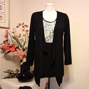 NWT gollehaug collection Women's Black Blouse Long Sleeve Top Size 12